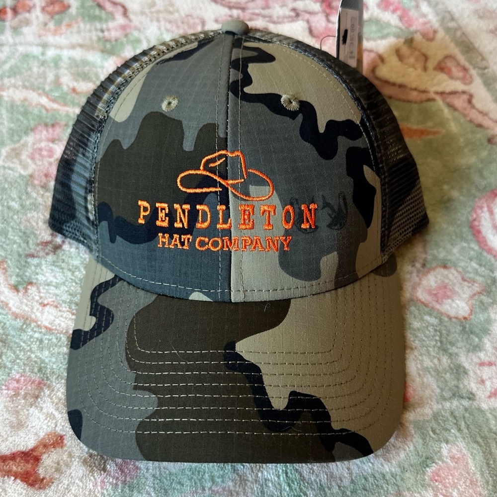 Pendleton Camouflage Hat with Orange Logo